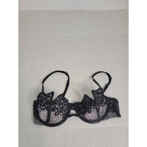 Victorias Secret Very Sexy Balconet Bra Womens 34 C Black Lace Sheer